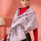 InWeave Maroon Icy Snowy Rabbit Faux Fur Cape - Swadesiicart