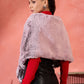 InWeave Maroon Icy Snowy Rabbit Faux Fur Cape - Swadesiicart