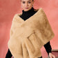 InWeave Beige Rabit Faux Fur Cape - Swadesiicart