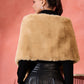 InWeave Beige Rabit Faux Fur Cape - Swadesiicart