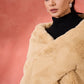 InWeave Beige Rabit Faux Fur Cape - Swadesiicart