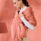 InWeave Coral Rabbit Faux Fur Cape - Swadesiicart