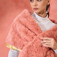 InWeave Coral Rabbit Faux Fur Cape - Swadesiicart
