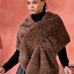 InWeave Dull Brown Rabbit Faux Fur Cape - Swadesiicart