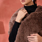 InWeave Dull Brown Rabbit Faux Fur Cape - Swadesiicart