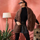 InWeave Dull Brown Rabbit Faux Fur Cape - Swadesiicart