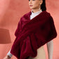 InWeave Burgundy Faux Fur Cape - Swadesiicart