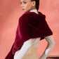 InWeave Burgundy Faux Fur Cape - Swadesiicart