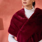 InWeave Burgundy Faux Fur Cape - Swadesiicart