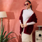 InWeave Burgundy Faux Fur Cape - Swadesiicart
