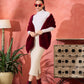 InWeave Burgundy Faux Fur Cape - Swadesiicart