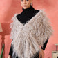 InWeave Light Grey Thread Fur Cape - Swadesiicart
