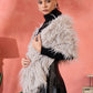 InWeave Light Grey Thread Fur Cape - Swadesiicart