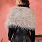 InWeave Light Grey Thread Fur Cape - Swadesiicart