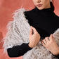 InWeave Light Grey Thread Fur Cape - Swadesiicart