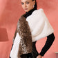 InWeave Brown Leopard Half White Rabbit Faux Fur Cape - Swadesiicart