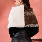 InWeave Brown Leopard Half White Rabbit Faux Fur Cape - Swadesiicart