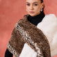 InWeave Brown Leopard Half White Rabbit Faux Fur Cape - Swadesiicart