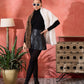 InWeave Brown Leopard Half White Rabbit Faux Fur Cape - Swadesiicart