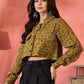 InWeave Dark Yellow Kalamkari Pocket Jacket - Swadesiicart