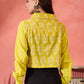 InWeave Lemon Yellow Block Print Pocket Jacket - Swadesiicart
