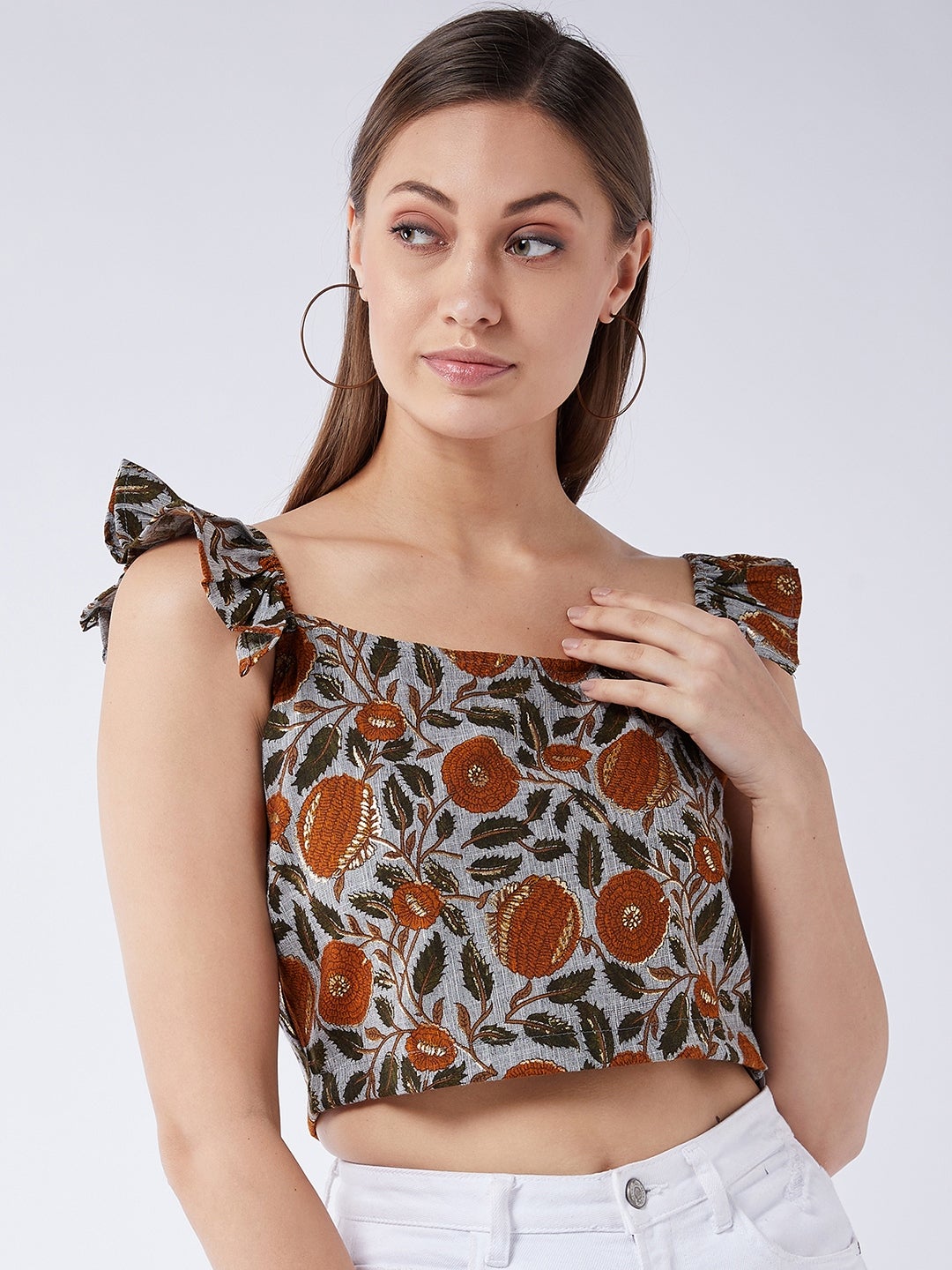 InWeave Slate Gray Crop Top - Swadesiicart