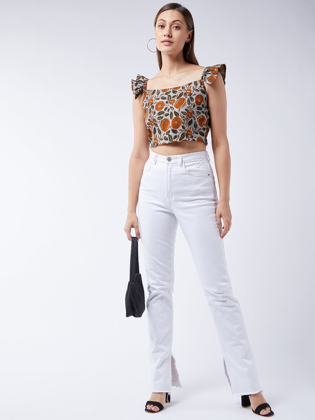 InWeave Slate Gray Crop Top - Swadesiicart