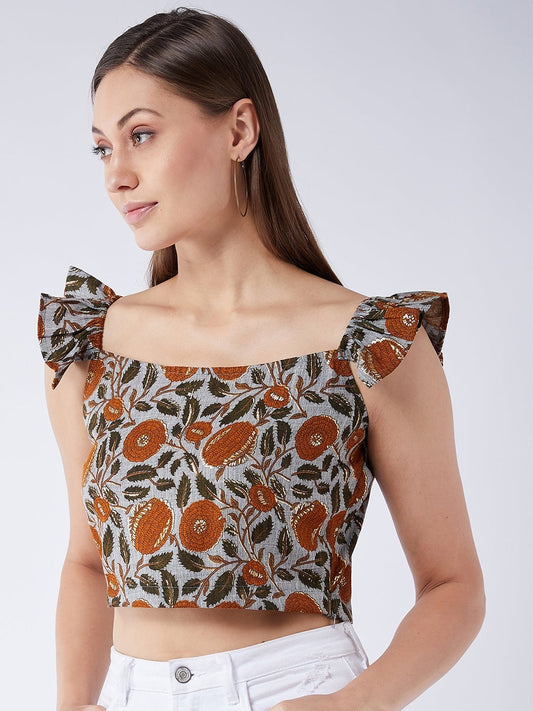 InWeave Slate Gray Crop Top - Swadesiicart