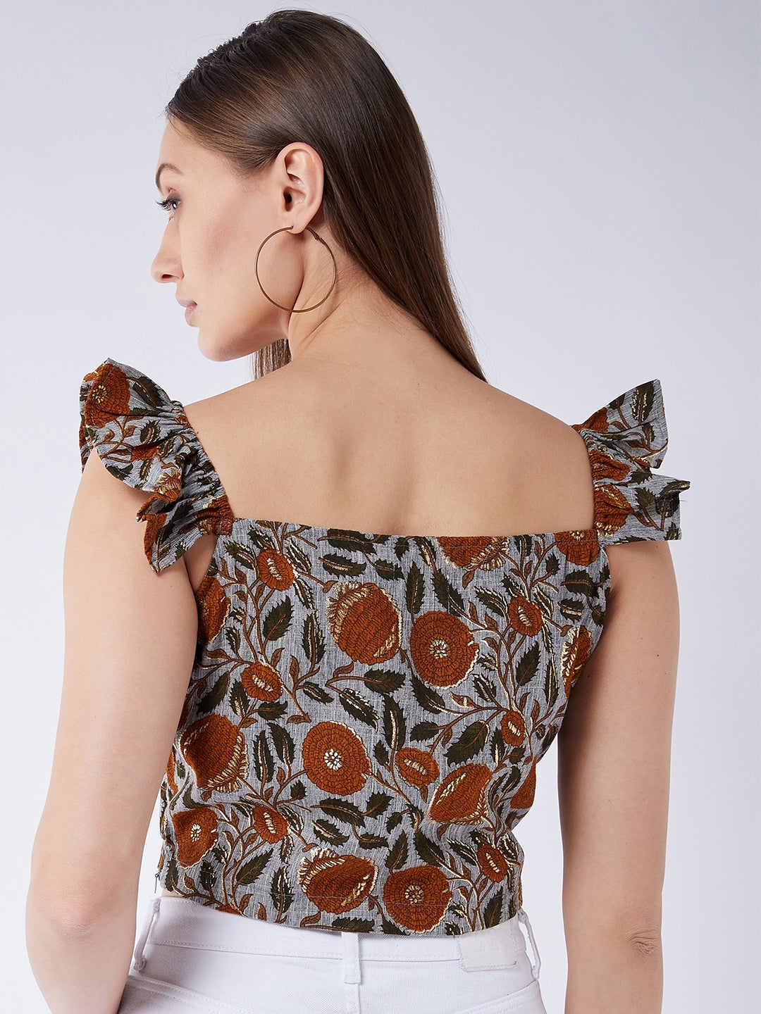 InWeave Slate Gray Crop Top - Swadesiicart