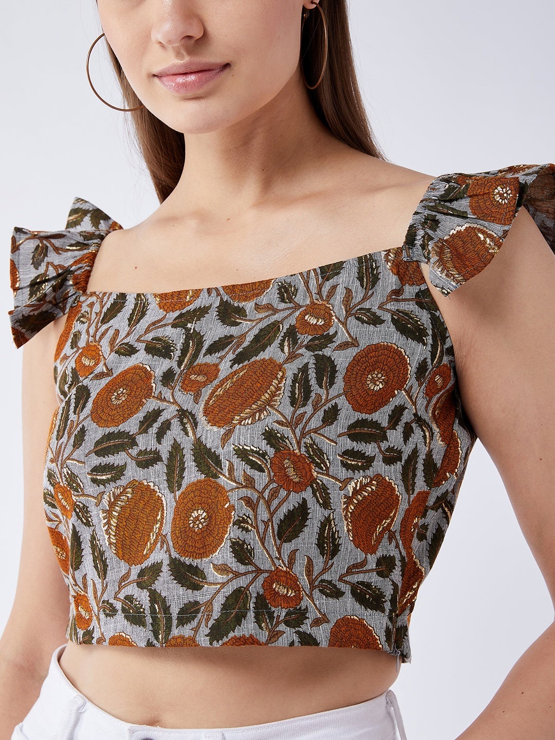 InWeave Slate Gray Crop Top - Swadesiicart