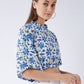 InWeave Cerulean Blue Bell Sleeves Crop Top - Swadesiicart