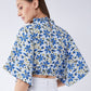 InWeave Cerulean Blue Bell Sleeves Crop Top - Swadesiicart