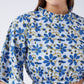 InWeave Cerulean Blue Bell Sleeves Crop Top - Swadesiicart