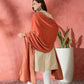 InWeave Rust Solid Velvet Shawl - Swadesiicart
