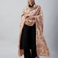InWeave Peach Printed Velvet Shawl - Swadesiicart