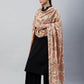 InWeave Peach Printed Velvet Shawl - Swadesiicart