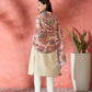 InWeave Peach Printed Velvet Shawl - Swadesiicart