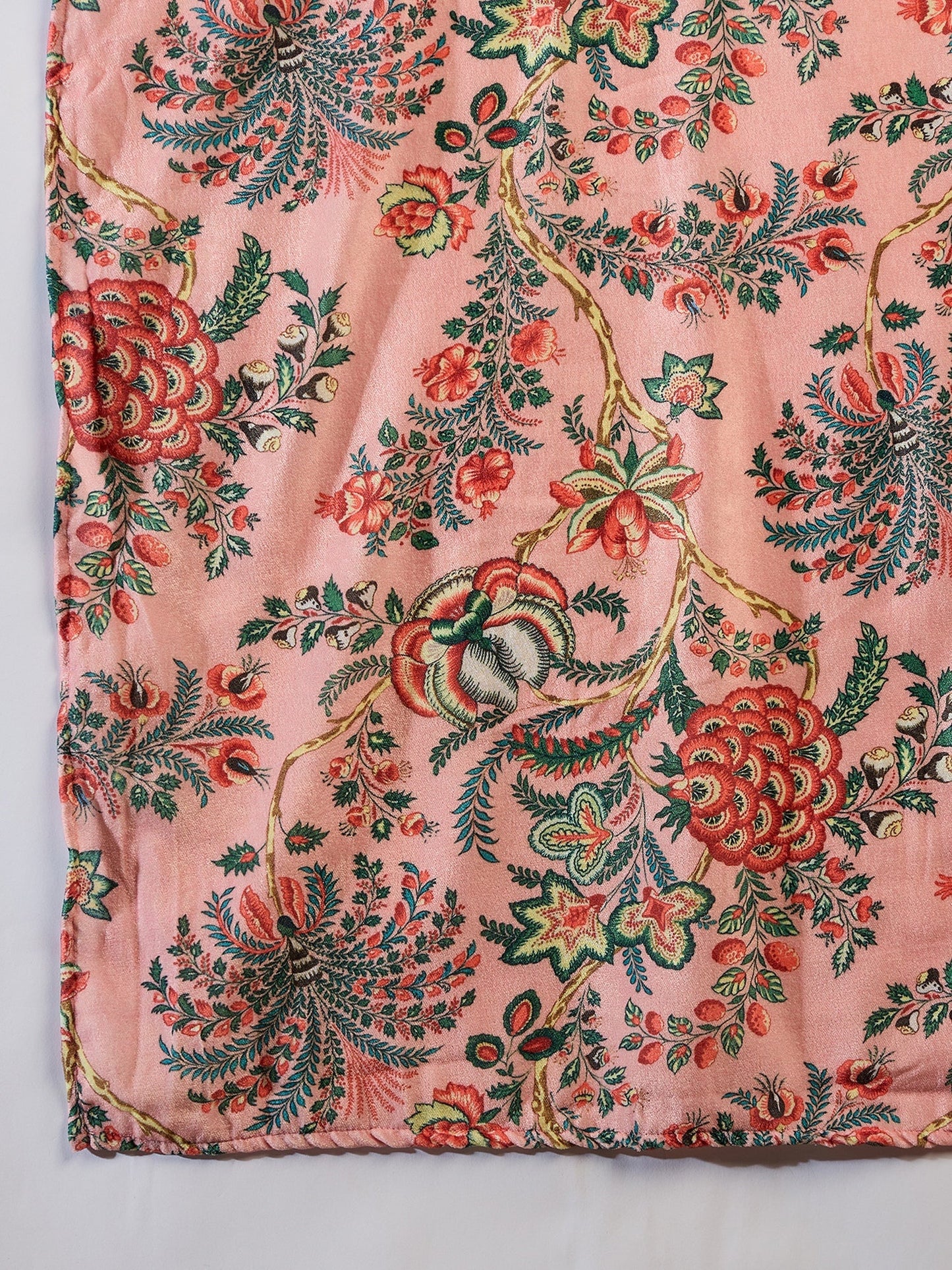 InWeave Peach Printed Velvet Shawl - Swadesiicart
