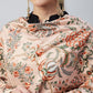 InWeave Peach Printed Velvet Shawl - Swadesiicart