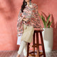 InWeave Peach Printed Velvet Shawl - Swadesiicart