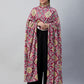 InWeave Red Printed Velvet Shawl - Swadesiicart