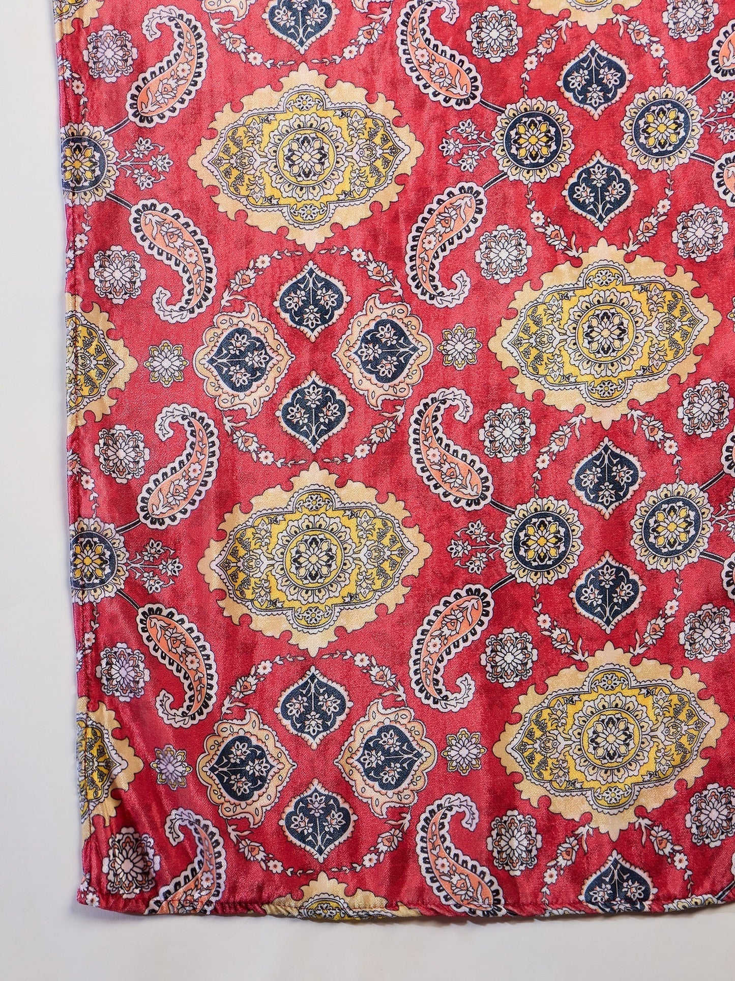 InWeave Red Printed Velvet Shawl - Swadesiicart