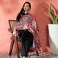 InWeave Red Printed Velvet Shawl - Swadesiicart