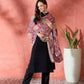 InWeave Red Printed Velvet Shawl - Swadesiicart