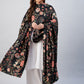 InWeave Black Printed Velvet Shawl - Swadesiicart