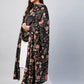 InWeave Black Printed Velvet Shawl - Swadesiicart