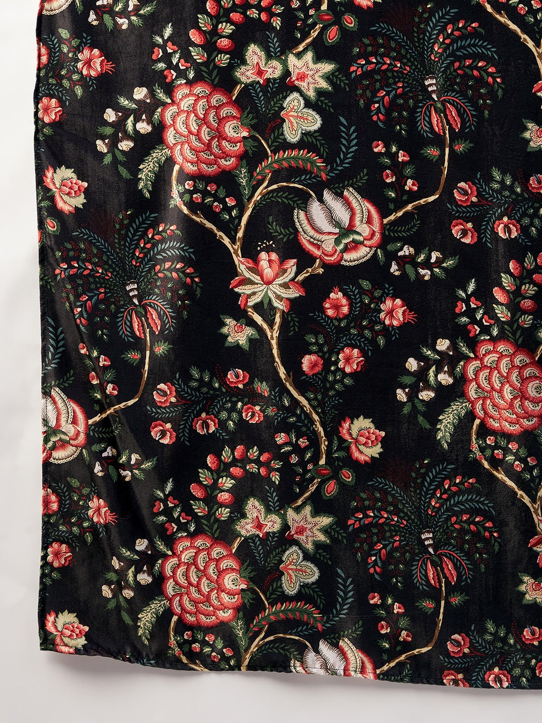 InWeave Black Printed Velvet Shawl - Swadesiicart