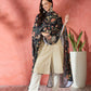 InWeave Black Printed Velvet Shawl - Swadesiicart