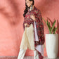 InWeave Maroon Printed Velvet Shawl - Swadesiicart