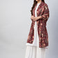 InWeave Maroon Printed Velvet Shawl - Swadesiicart
